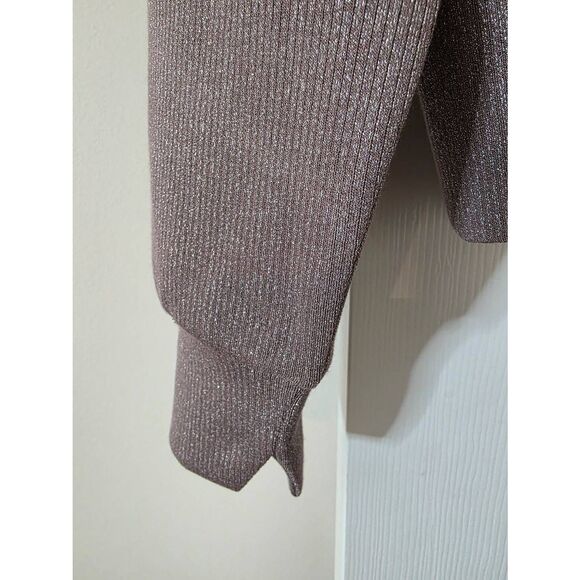 Spanx AirEssentials Shine Half Zip, Smoke Silver Shimmer Top XS $138 NWT - Picture 6 of 9